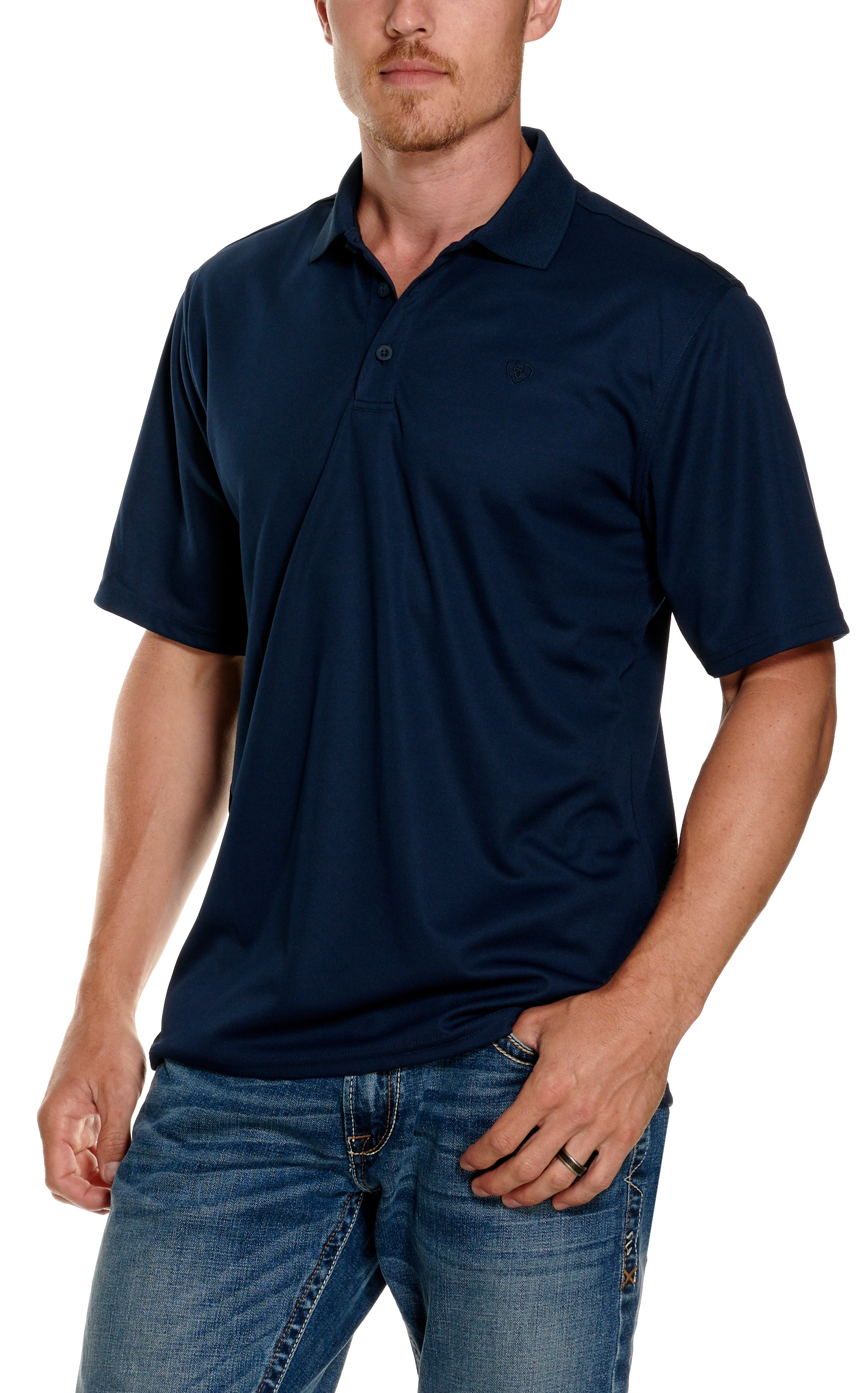 Ariat Men's Navy Heat Series Tek Polo Shirt | Cavender's