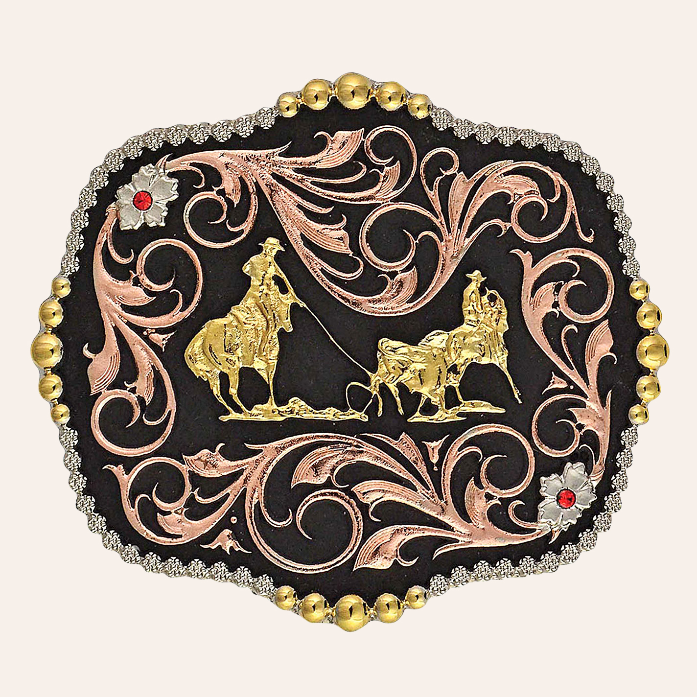 Montana Silversmiths Tri-Color Team Ropers Traditional Belt Buckle ...