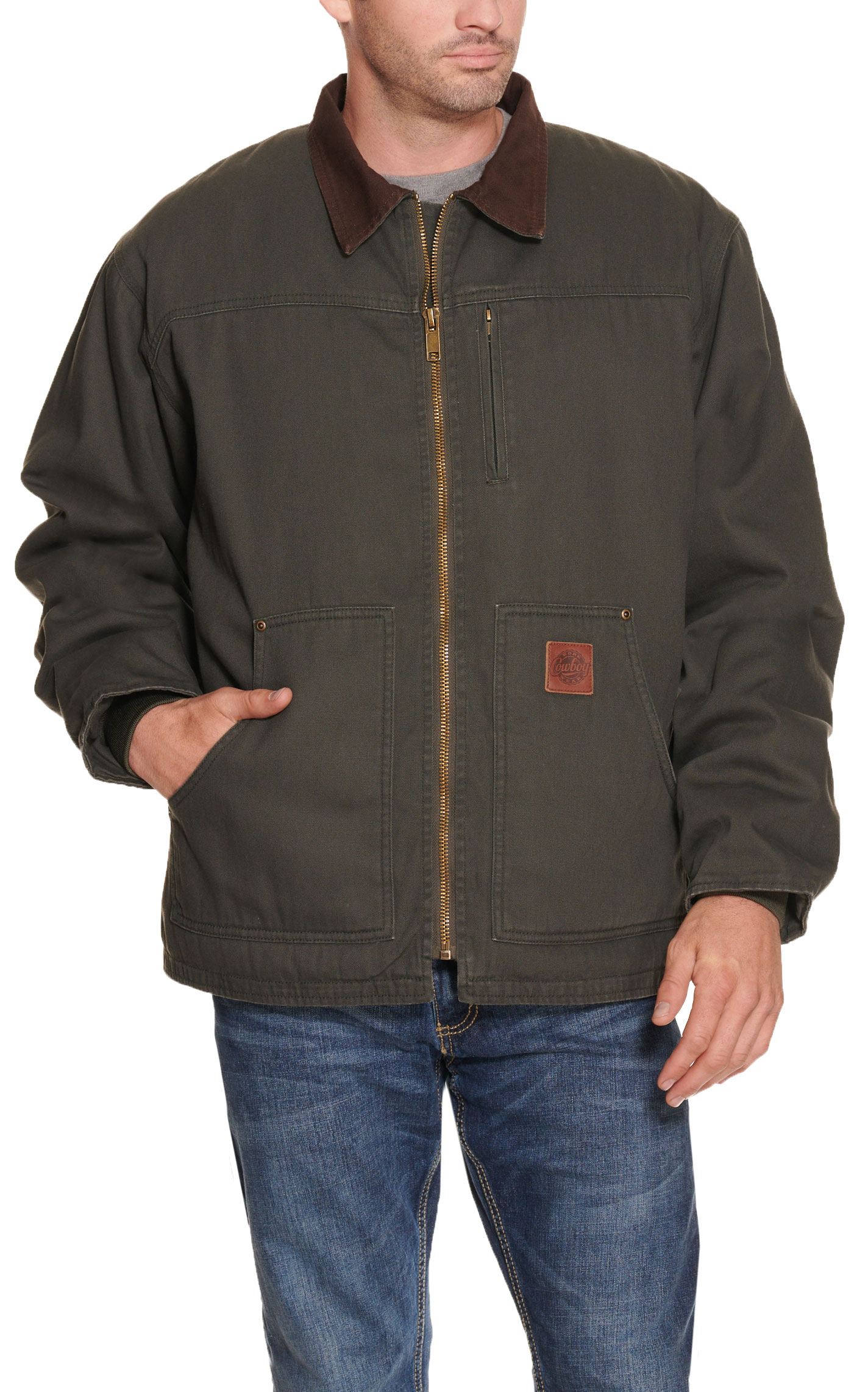 Cowboy Workwear Men's Rancher Green Sherpa Lined Canvas Jacket | Cavender's