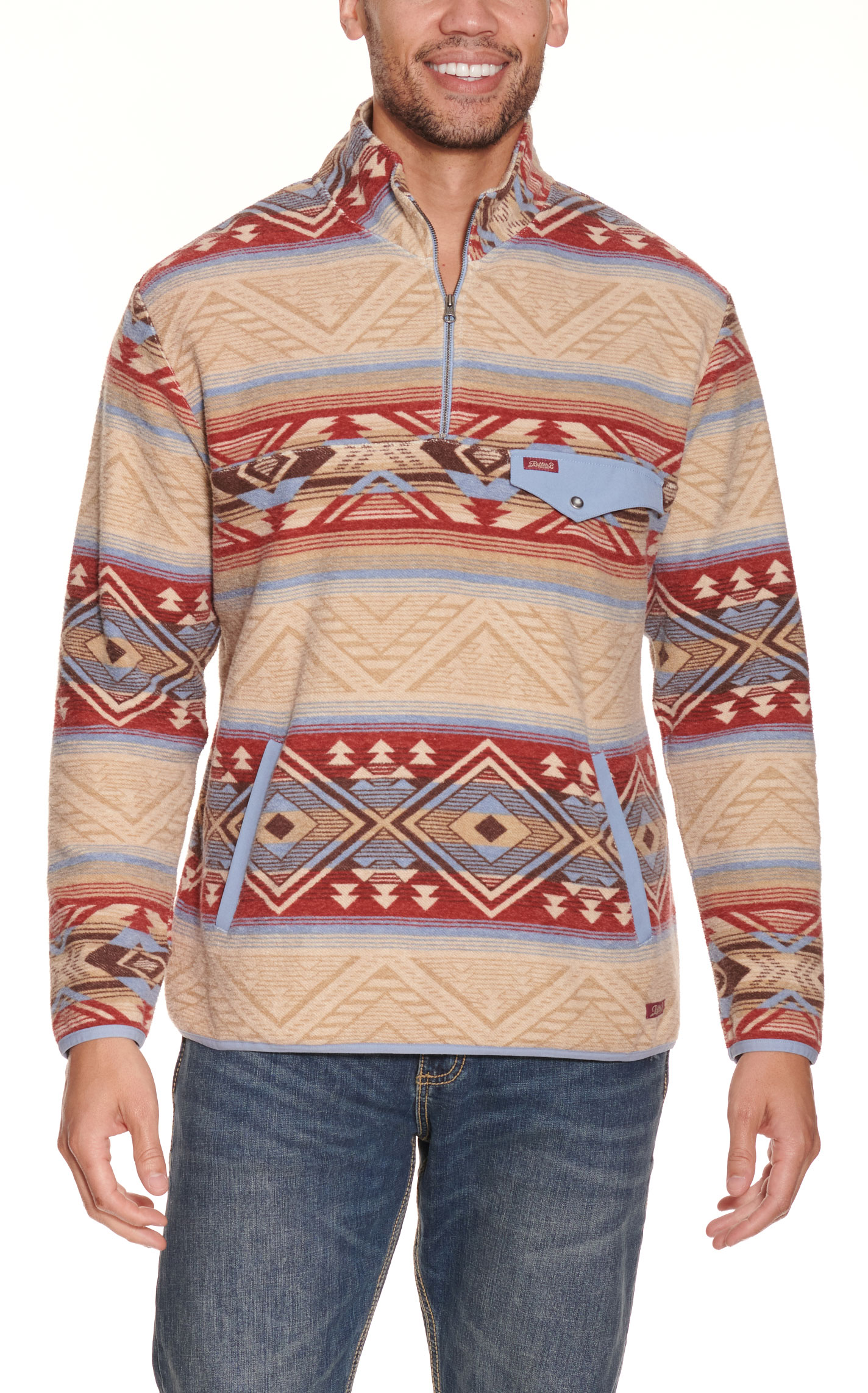 Rafter C Men's Red Dirt Collection Sandy Tan Blue and Rich Red Aztec 1/ ...