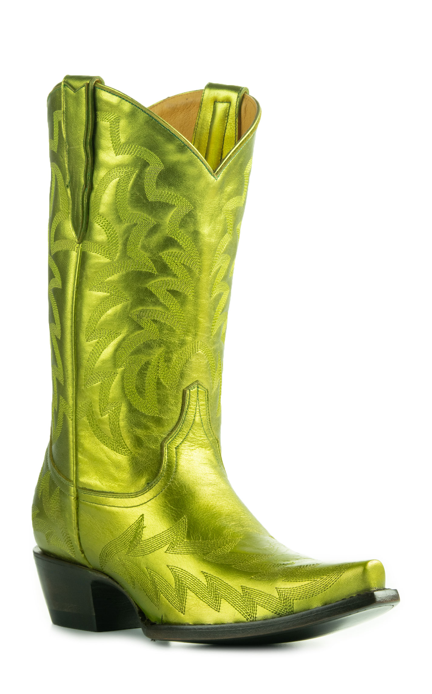 Cavender's Women's Metallic Lime Green Snip Toe Cowboy Boots