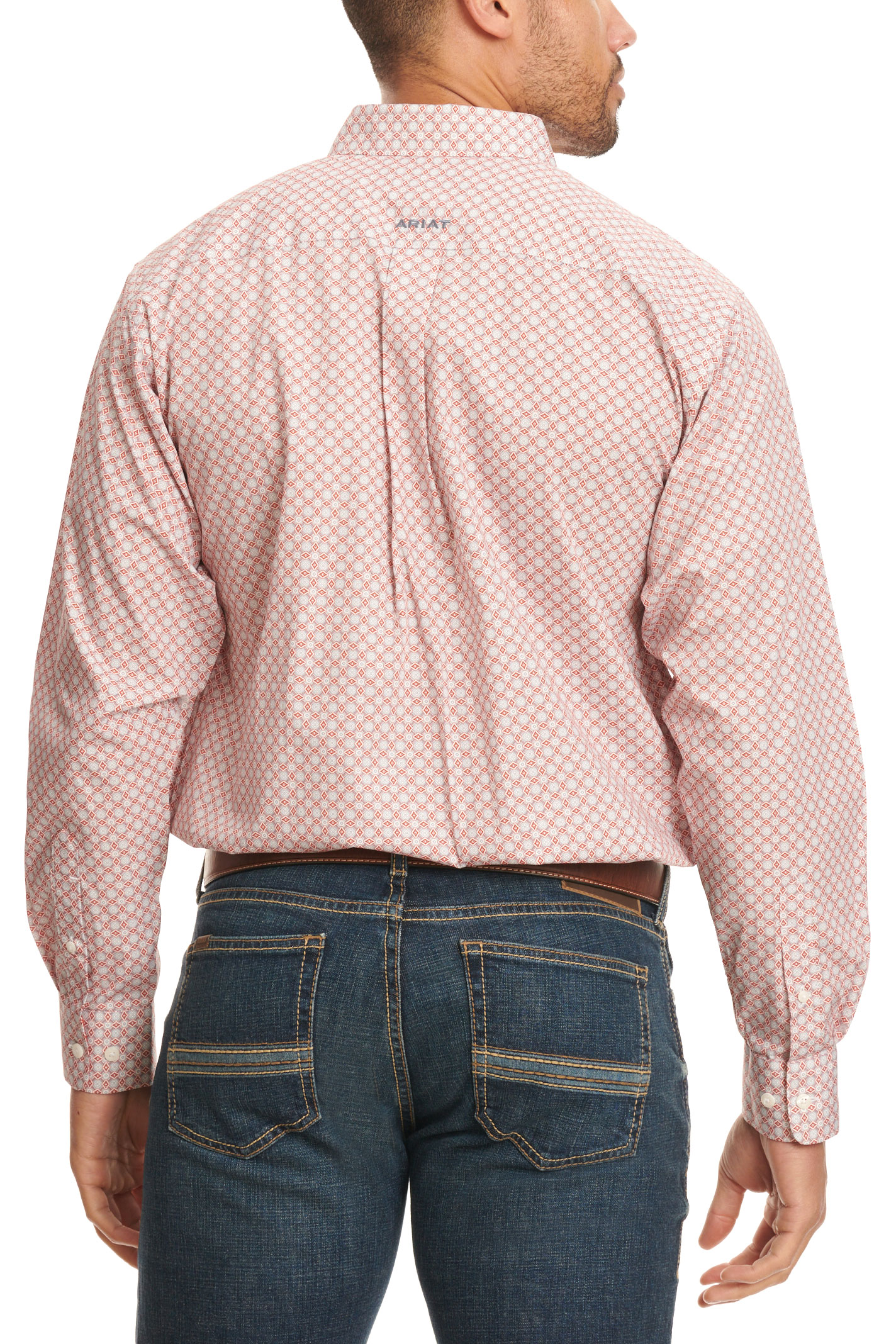Ariat Men's Larson Tangerine & Cornflower Geo Print Western Shirt
