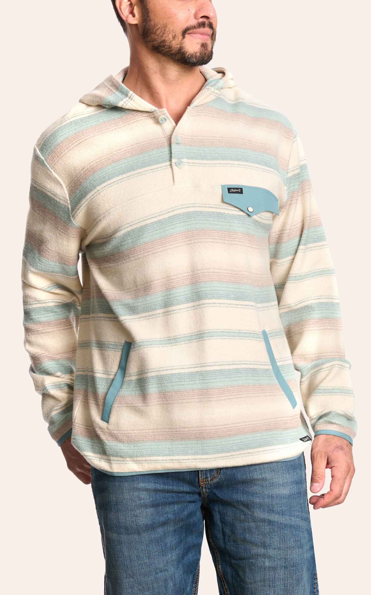 Rafter C Red Dirt Collection Men's Sand & Sea Serape 1/4 Button Hoodie