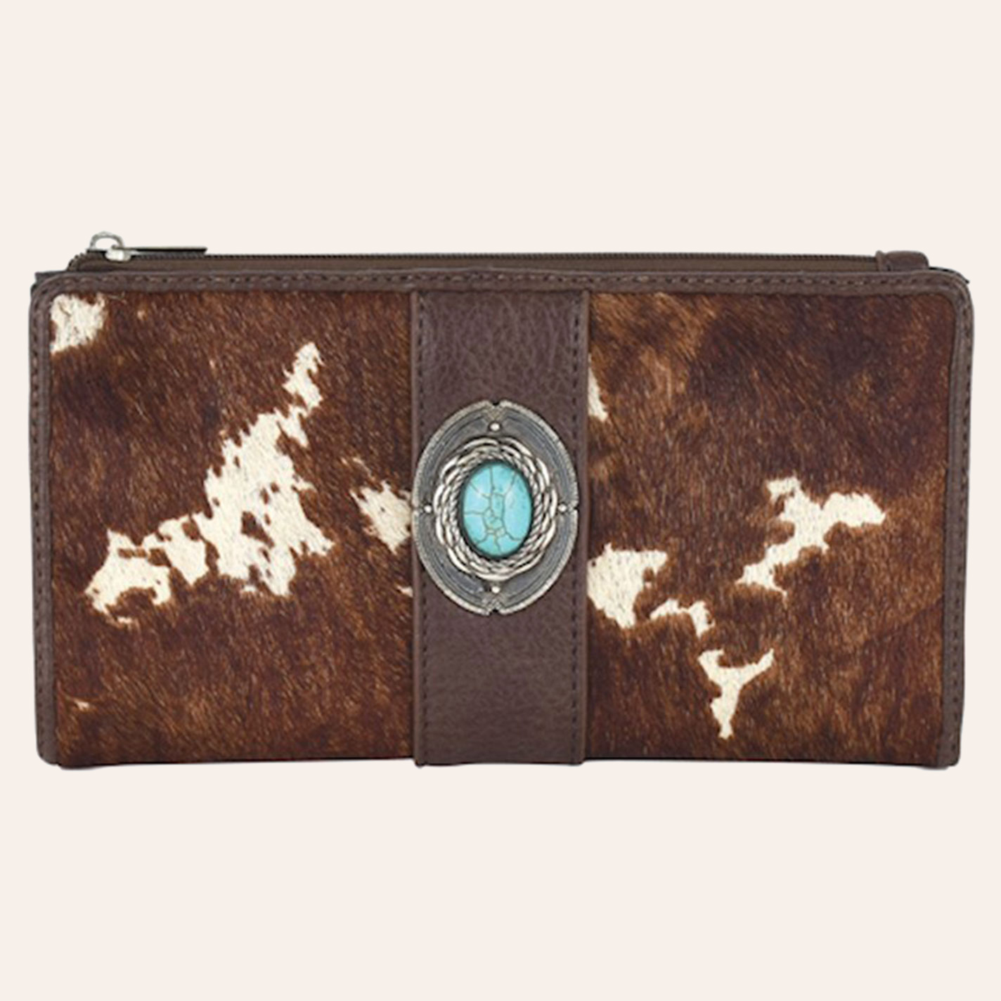Tony Lama Chocolate & Cream Hair on Hide Western Wallet