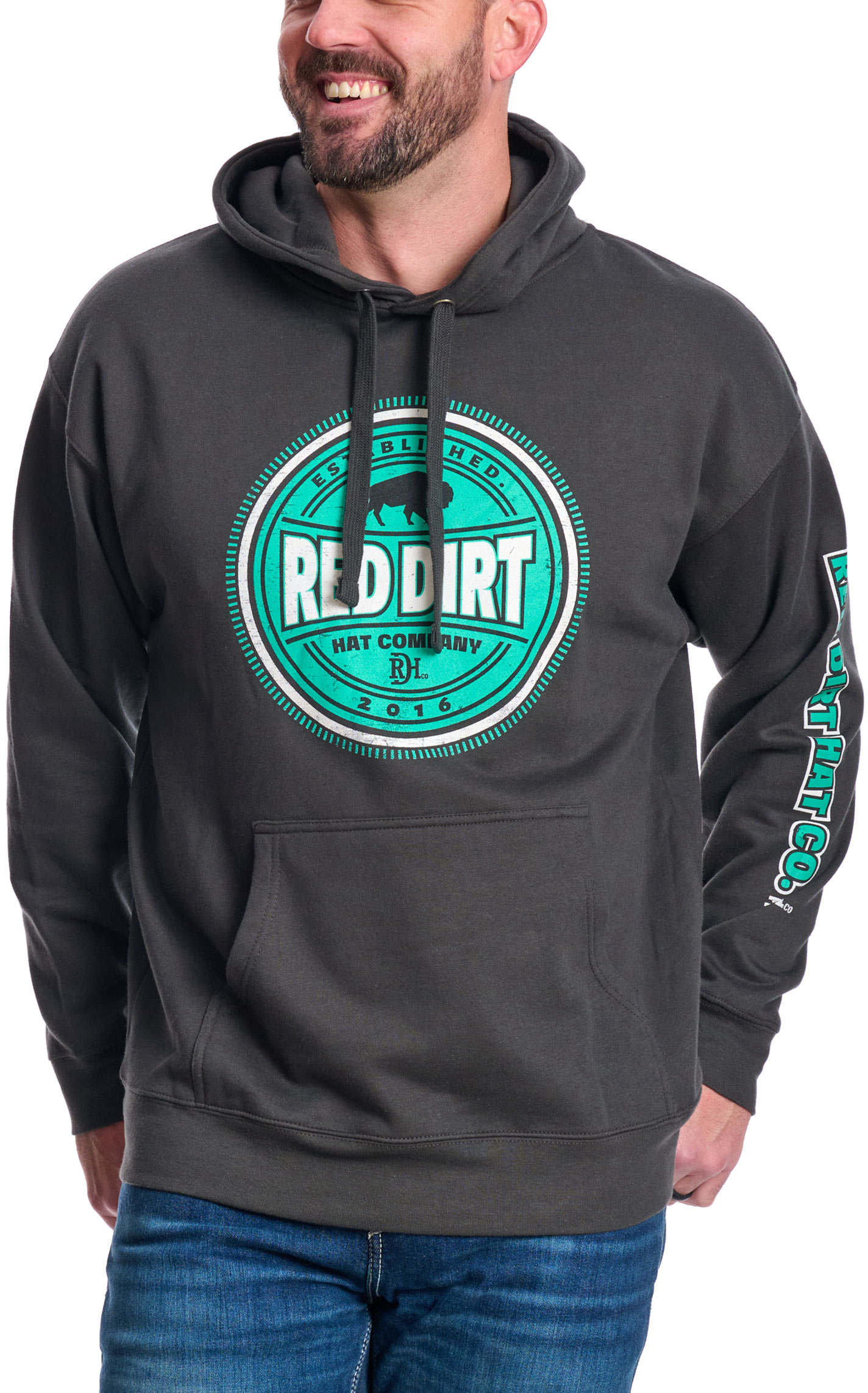 Red Dirt Hat Co Men's Black Buffalo Chip Logo Graphic Hoodie