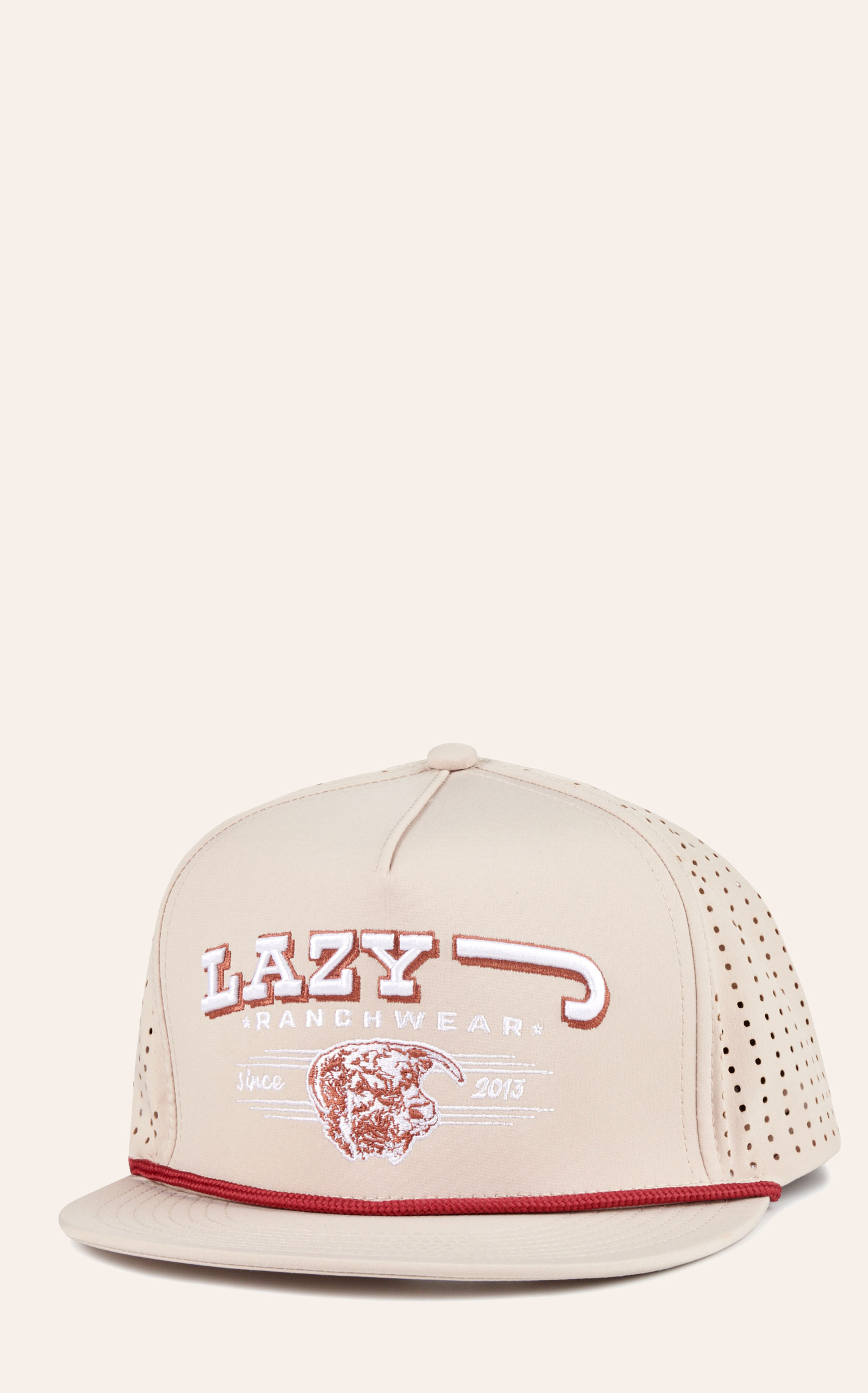 Lazy J Tan with Logo and Rope Performance Cap