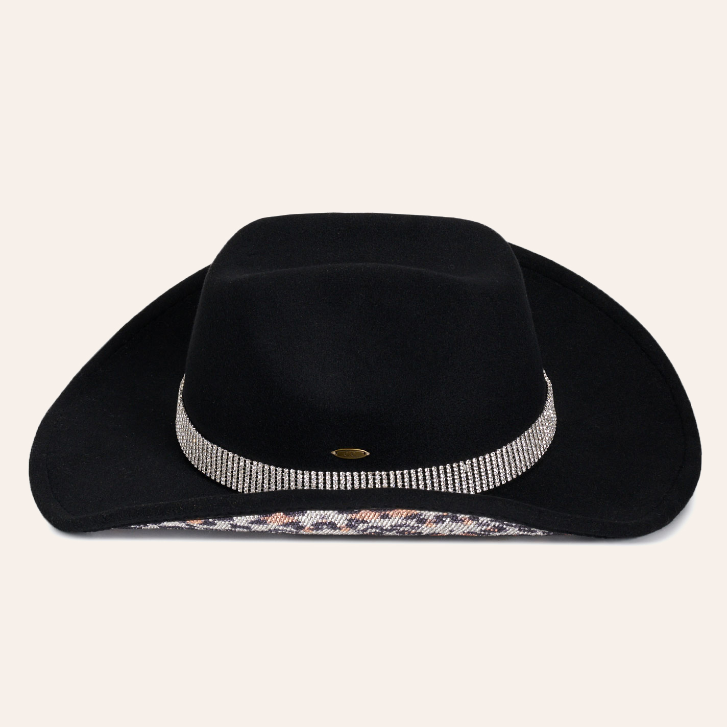 Girlie Girl Originals Women's Black Leopard Bling Wool Cowboy Hat
